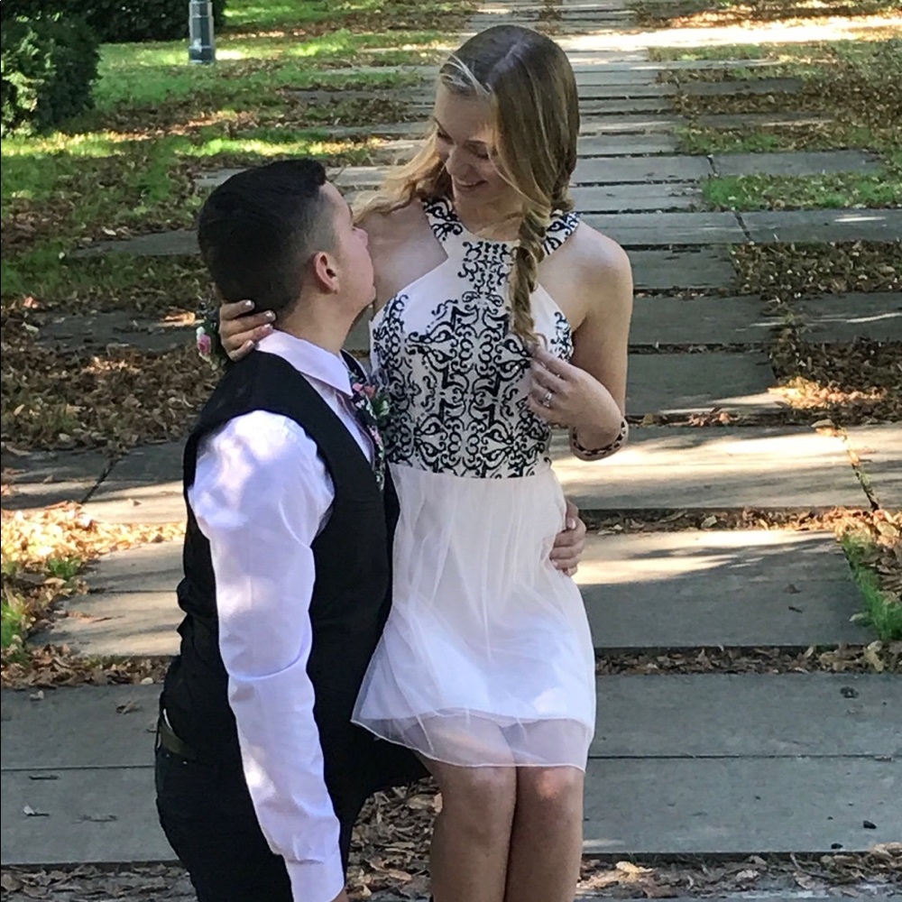 Pink and black dress